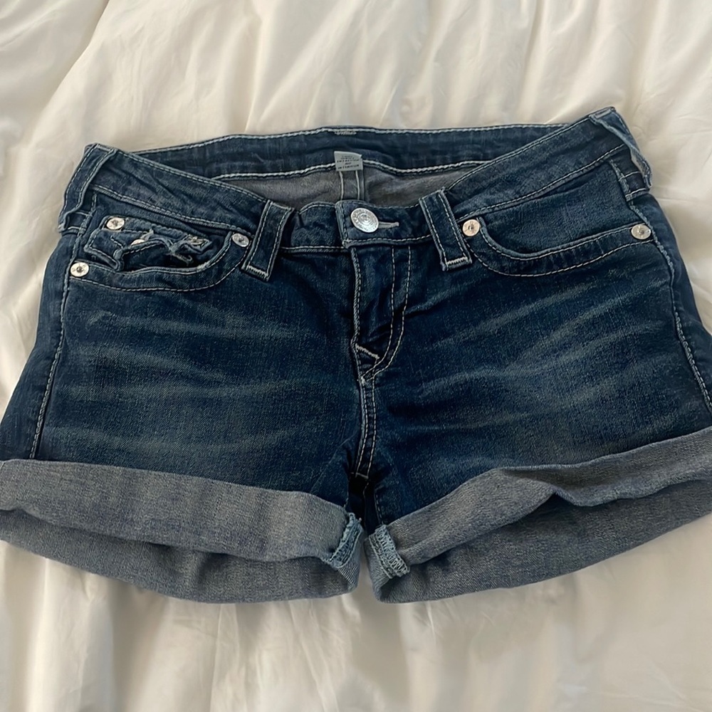 True Religion stretch jean shorts